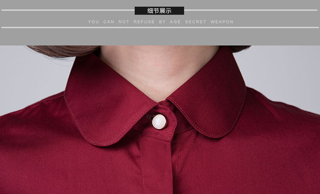 娃娃領長袖女襯衫款式細節特寫圖
