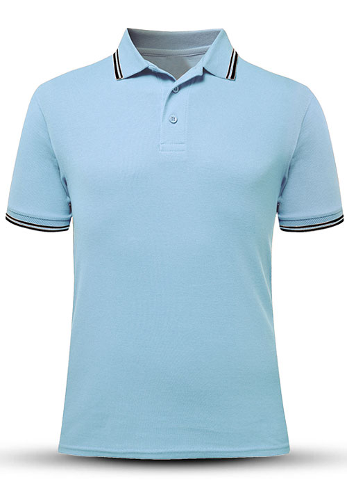 淺藍色翻領T恤衫定做